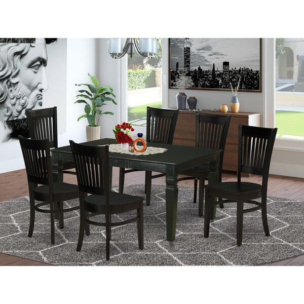 East West Furniture 7 Piece Weston Kitchen Dining Table Set - Black WEVA7-BLK-W - main